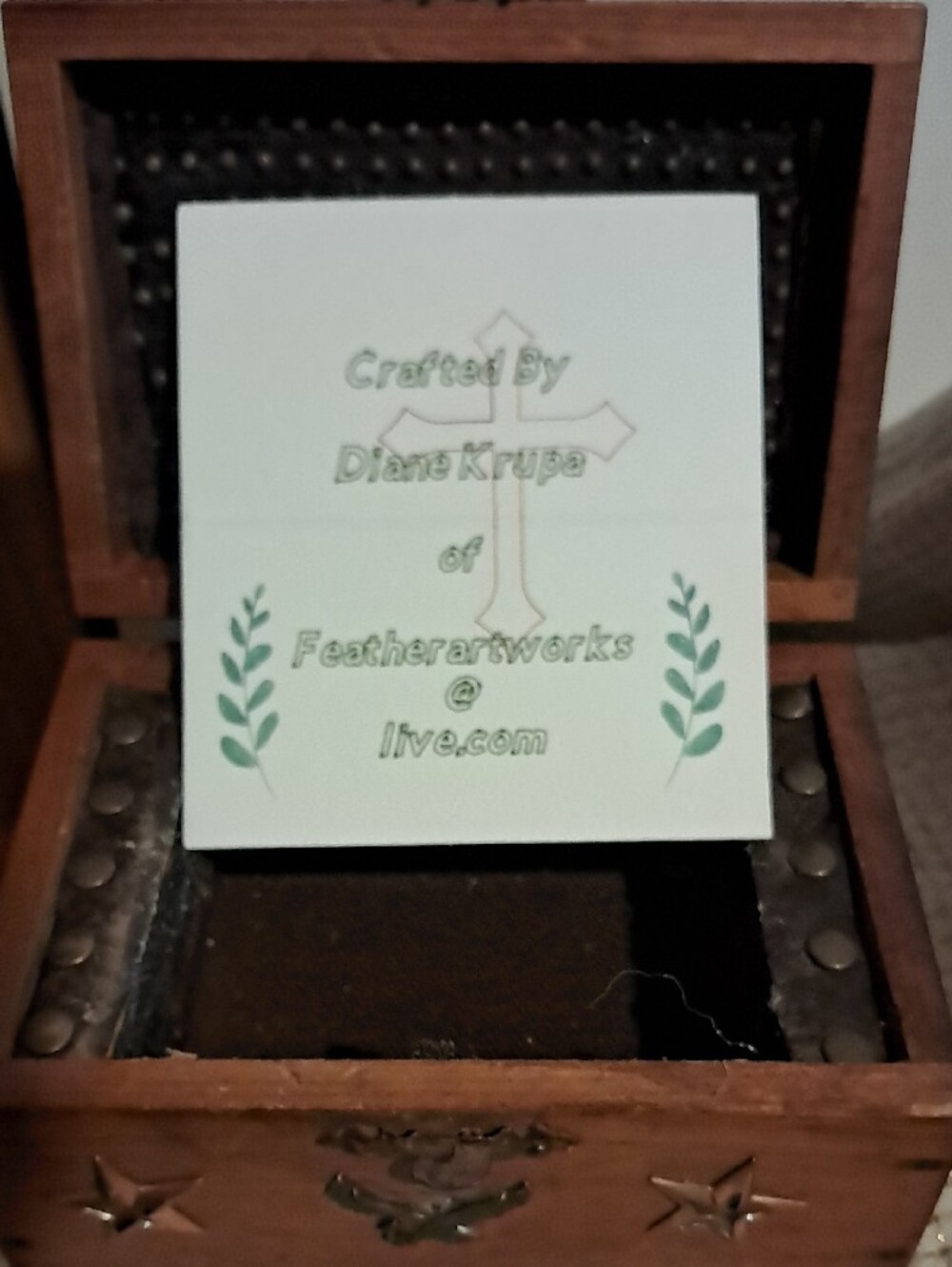 Wooden Star Eagle Appliqué Jewelry Box - Natural Wood - Picture 2 of 10